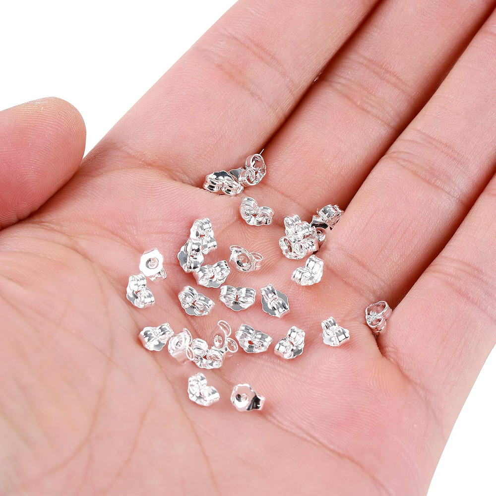 30Pcs/15 Pairs 925 Sterling Silver Earring Backs Replacement Secure Ear Lockings