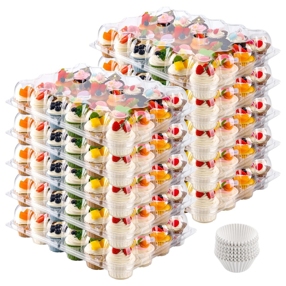 24 Count Cupcake Containers 10 Pack Cupcake Holders Plastic Stackable Cupcake...