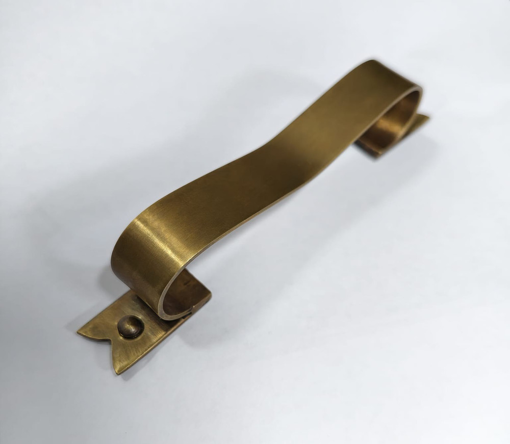 6 D PULL 6" handle heavy ribbon solid heavy brass old style kitchen GRAB 15 cm