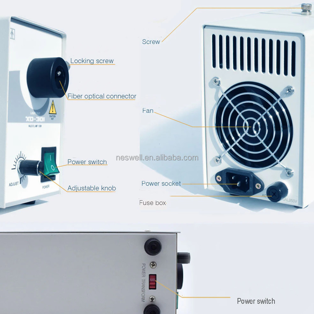 150W Single Hole Halogen Medical Cold Light Source for Microscope Endoscope ENT