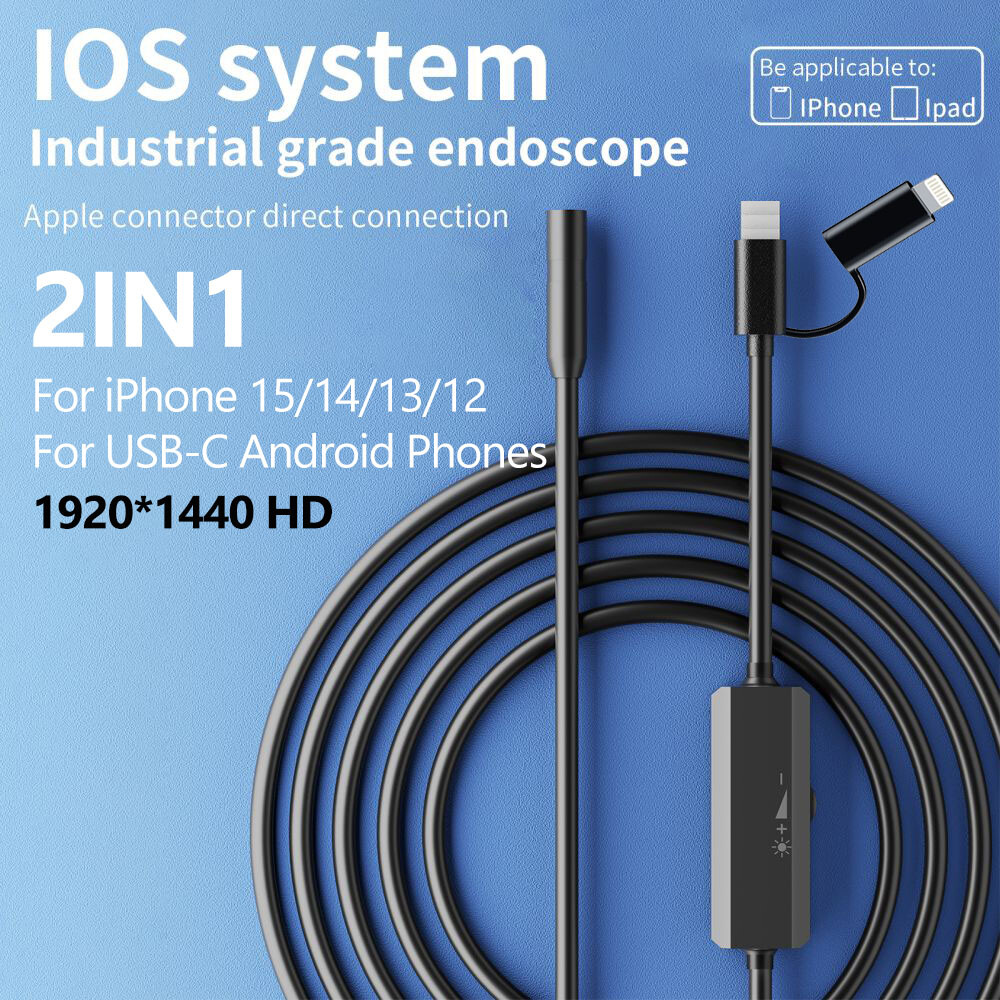10M Snake Borescope Endoscope 8mm Inspection Camera for iPhone 15 14 Android iOS