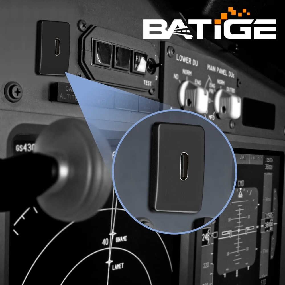 BATIGE Square Type C 3.1 Car Flush Mount Cable USB C Panel 3ft, Black