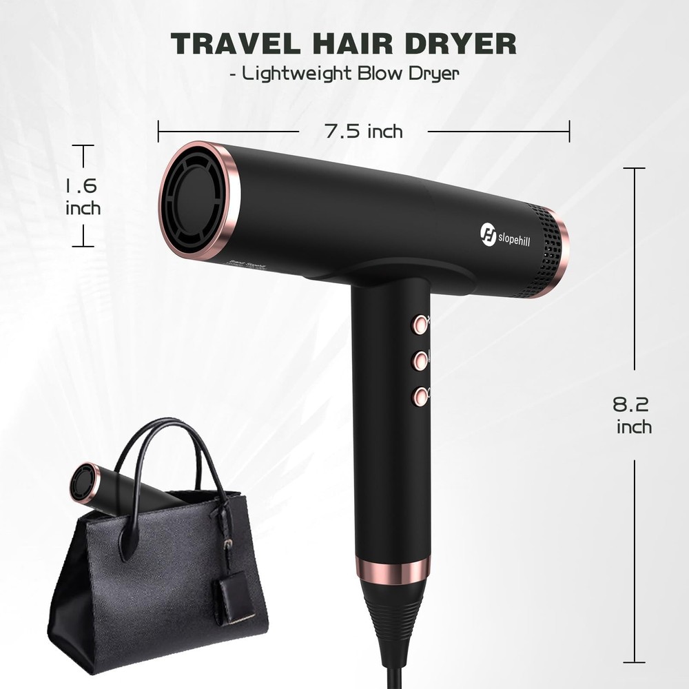 slopehill Professional Ionic Hair Dryer with Diffuser - Lightweight, Compact,...