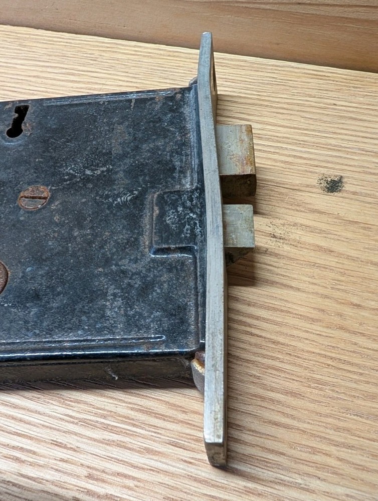 ANTIQUE VINTAGE ORNATE MORTISE LOCK SET, KNOBS & BACKPLATES, 1 KEY