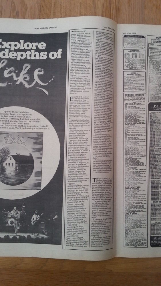 DAVID BOWIE disappearing man 1978 2 page UK ARTICLE / clipping