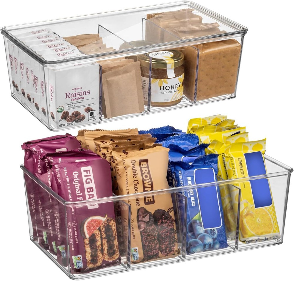 ClearSpace Plastic Pantry Organization and Storage Bins with 2 Pack, Clear