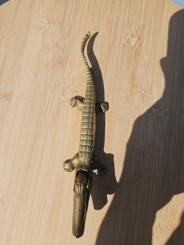 Vintage Brass Alligator Nutcracker