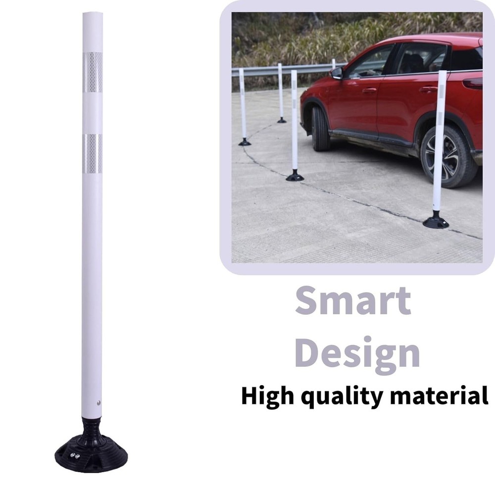 8PCS 48" White Traffic Delineator Posts Spring Channelizer Posts for Road Safety