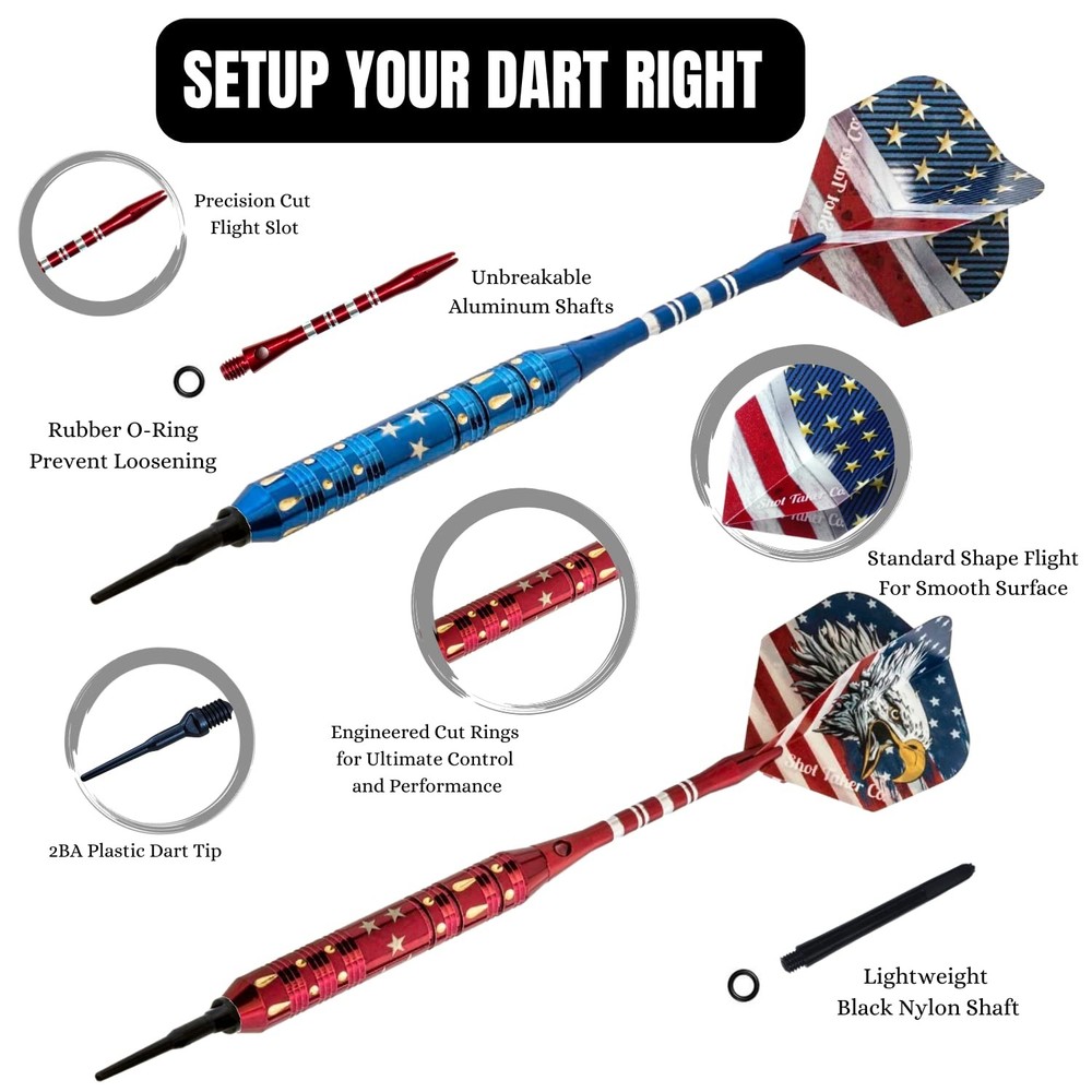Soft Tip Darts Set - Professional Darts for Electronic Dartboard - Includes Bras