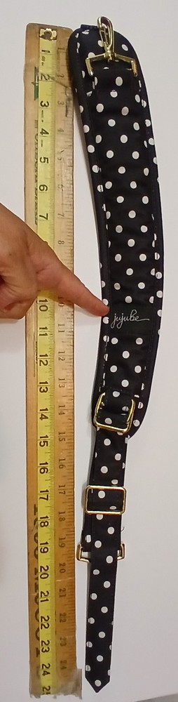 Jujube Black White Polka Dot Padded Shoulder Bag Strap Adjustable Gold Hardware
