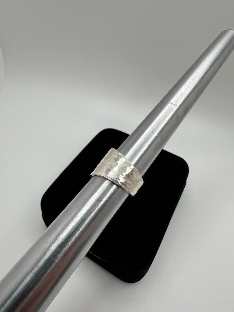 Boho Sterling Silver Hammered Monogrammed "A" Spoon Ring Size 8 JB20