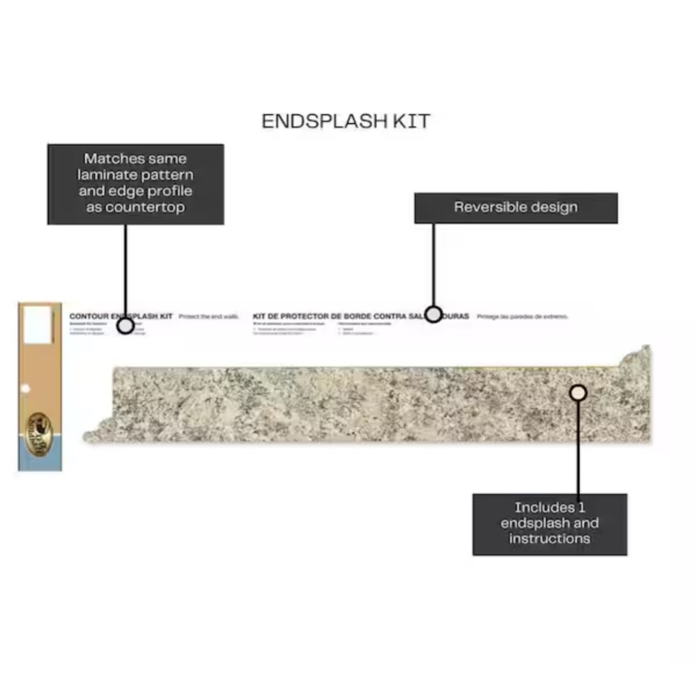 Hampton Bay Laminate Endsplash Kit for Countertop Backsplash in Typhoon Ice