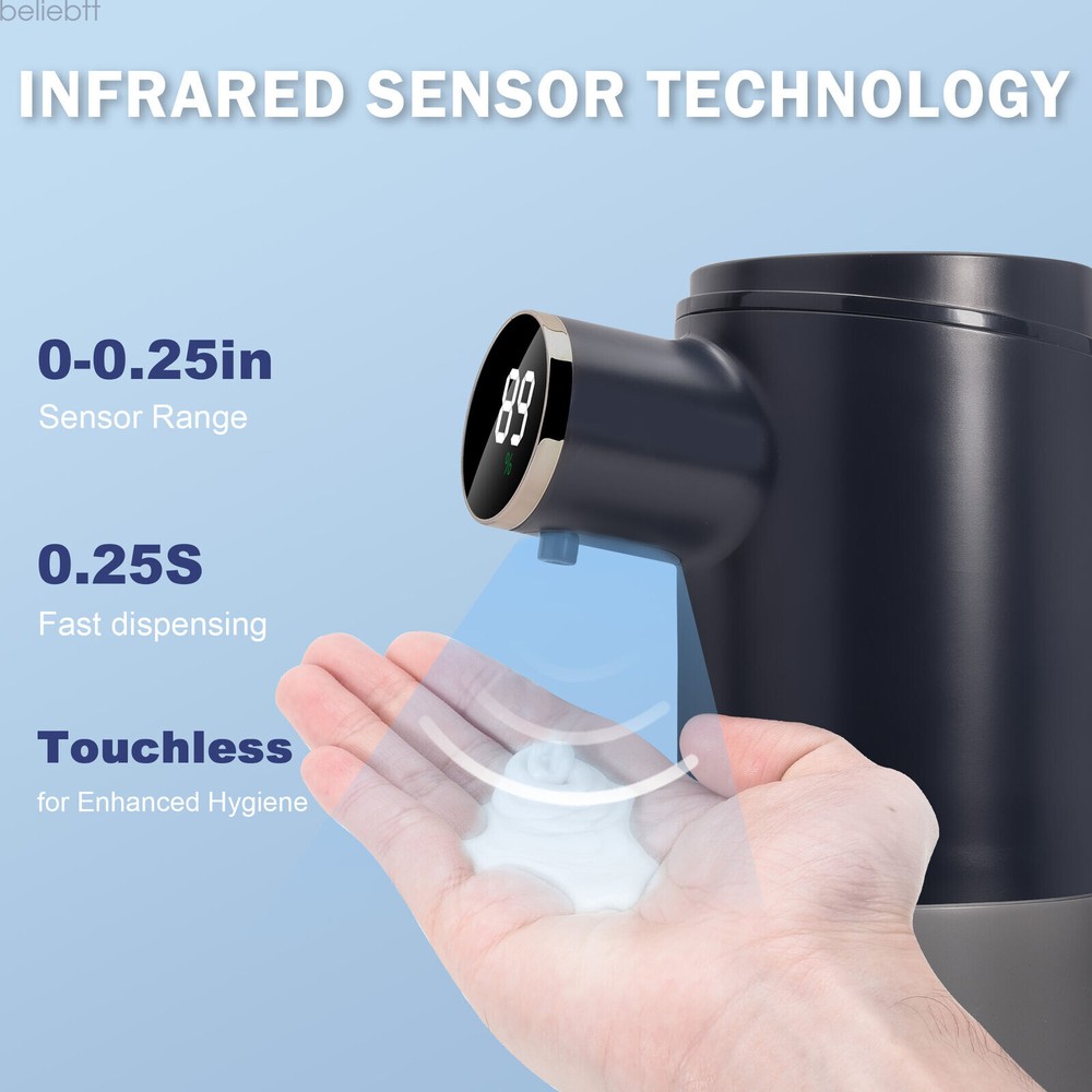 Liquid Automatic Soap Dispenser 10.14OZ Smart Soap Dispenser 3 Levels Adjustable