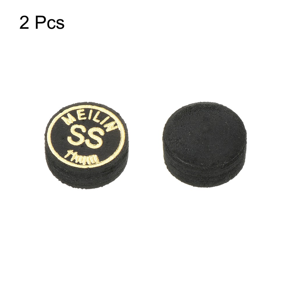 2Pcs 11mm Pool Cue Tips Super Soft Laminated Glue-on Billiard Stick Tips, Black