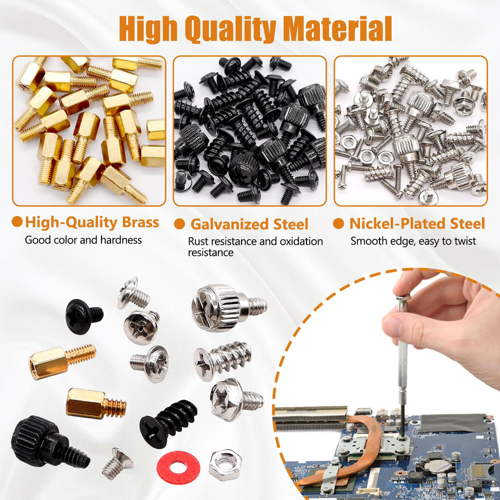 502Pcs Kit Surtido De Tornillos Para Computadora, Tornillos De Placa Base Par...