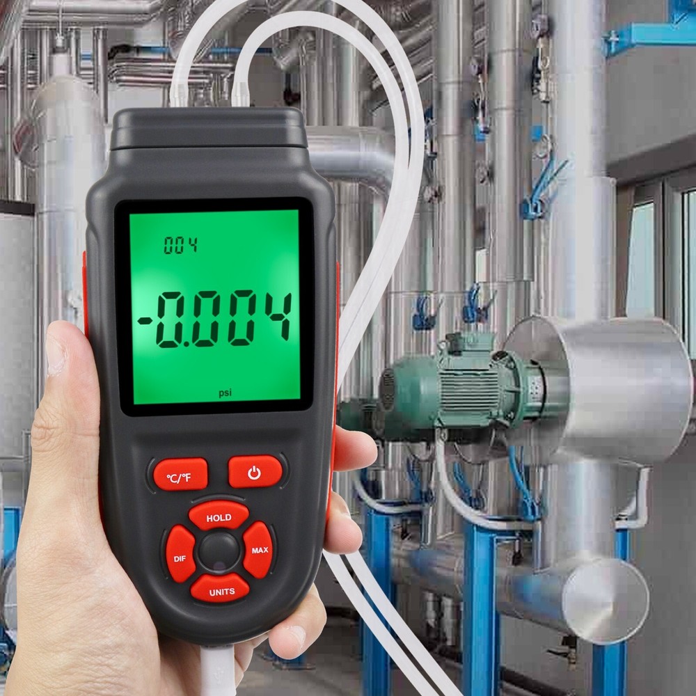 6.45" Dual Differential Gas Pressure Tester Manometer with Data Storage Function