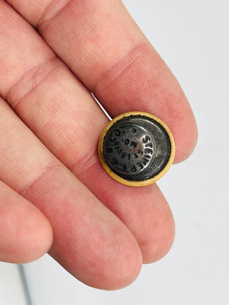 MEGA RARE E.C. Simmons Keen Kutter Steiner RIVET BACK celluloid button
