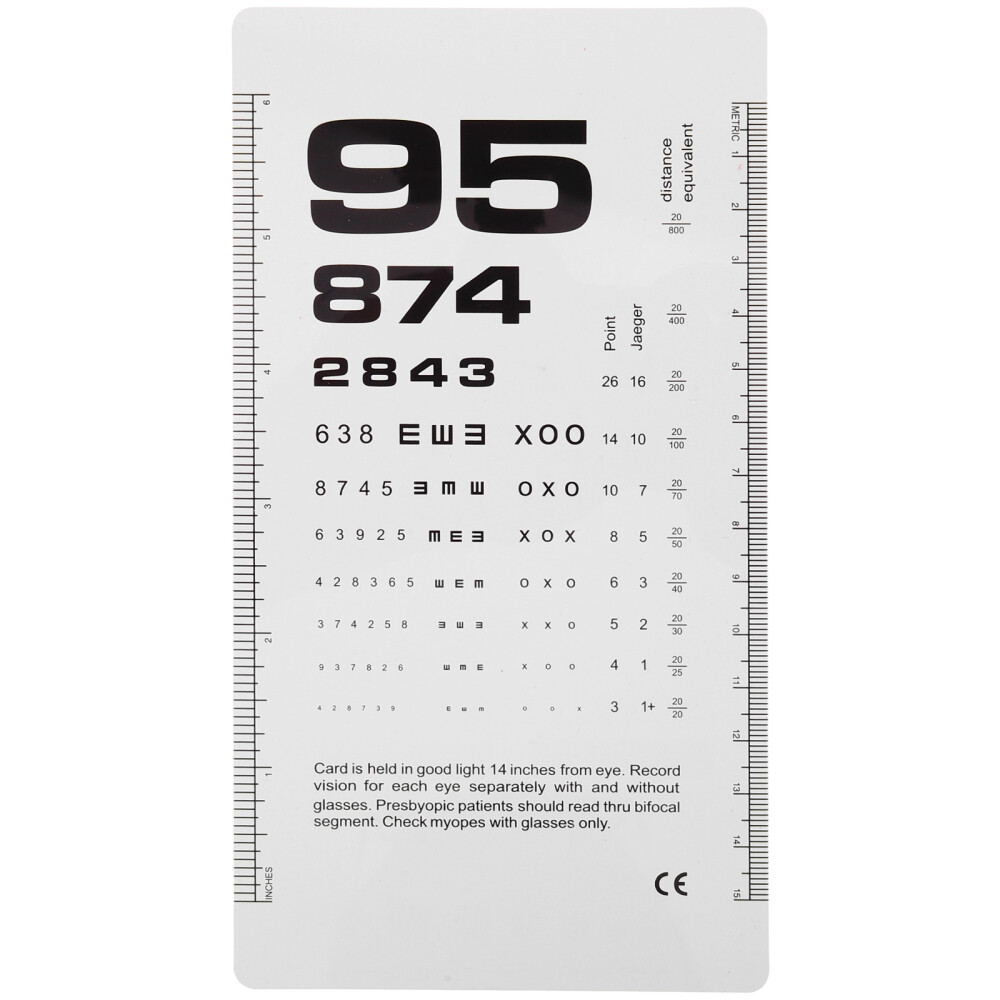 Plastic Eye Chart Vision Testing Portable Double Sided Eye Chart for Wall