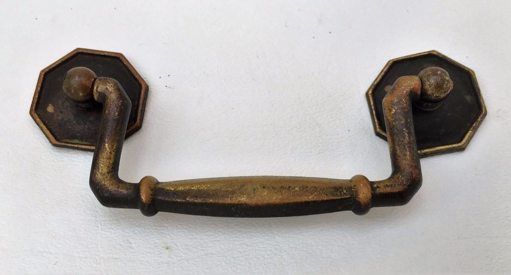 Kindel Brass Antique Hardware Colonial Chippendale Bail Drawer Pull 4"centers