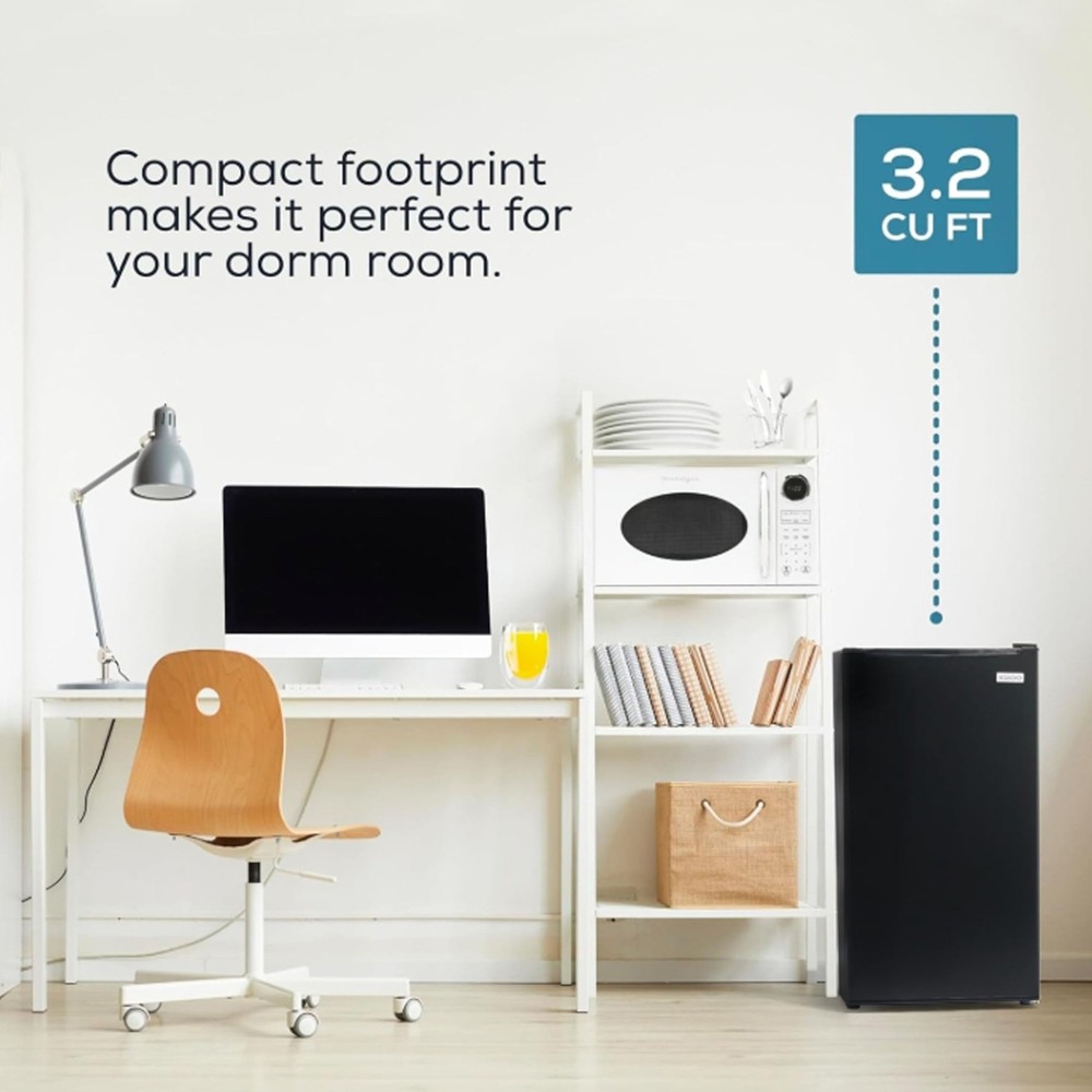 3.2 Cu.Ft. Mini Fridge with Freezer - Single Door Compact Refrigerator with G...