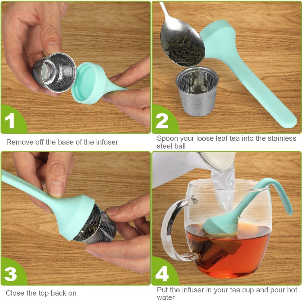 Tea Infuser Extra Fine Mesh Tea Cup Filter Silicone Handle Stainless Steel Tea S