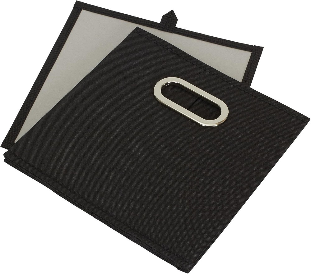 Chic Black Fabric Storage Bins - Set of 6 Foldable & Sturdy Stackable Cubes