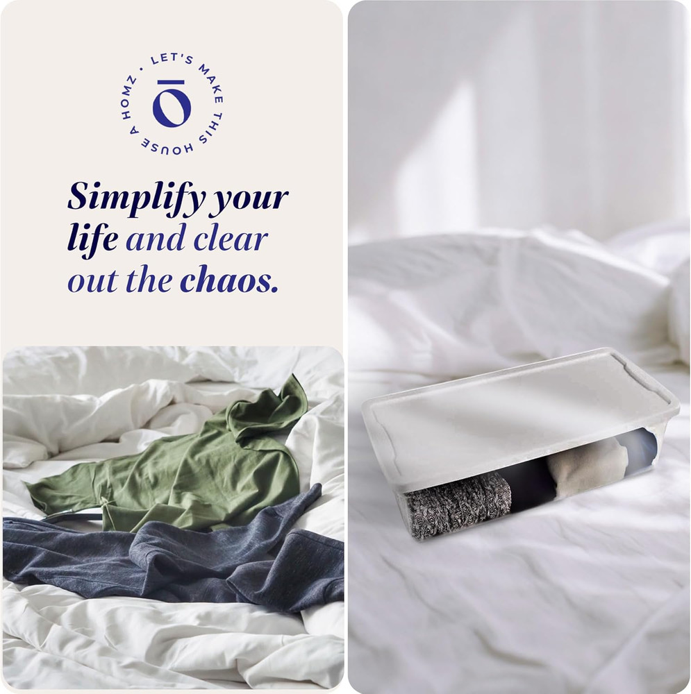 Large Clear Plastic Storage Bins with Lids, 41 Quart, 2-Pack, White