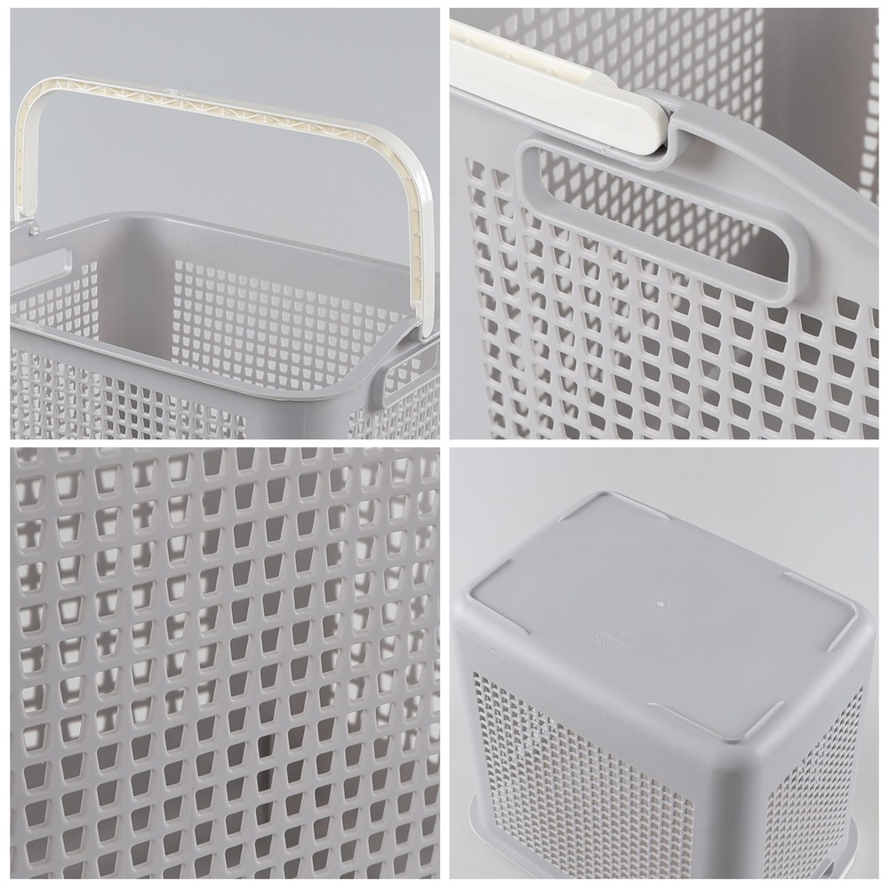 4-Packs 35 L Plastic Clothes Baskets with Handle, Flexible Laundry Hamper, Grey