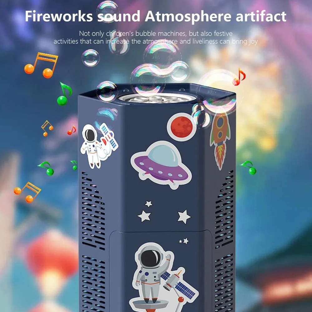 Firework Bubble Machine 12 Holes Automatic Blowing Toy With Astronaut Stickers