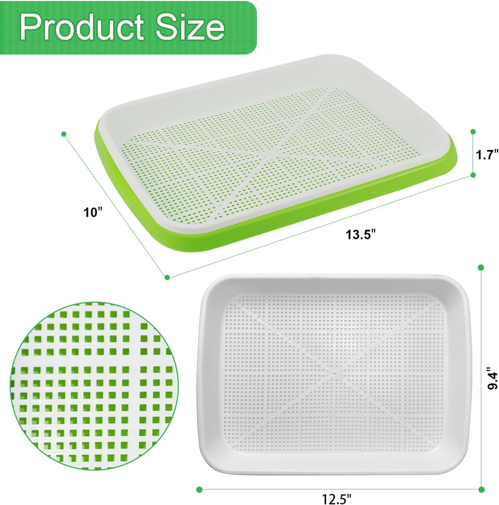 Seed Sprouting Tray 10 Packs Microgreens Growing Trays Big Capacity Sprouts