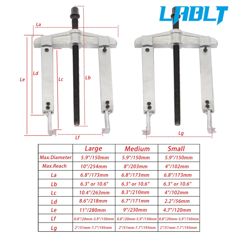 LABLT Bearing Flywheel Pulley Puller Set Bearing Removal Tool 2 Jaw Gear Puller