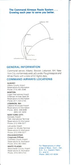 Command Airways timetable 1982/06/06