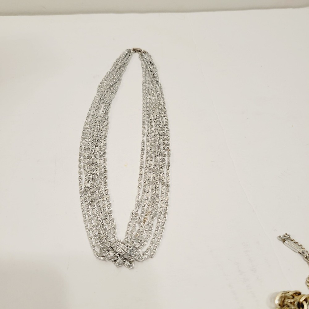 Vtg Sarah Coventry Chocker Necklace Silver Tone Multi Strand Chains