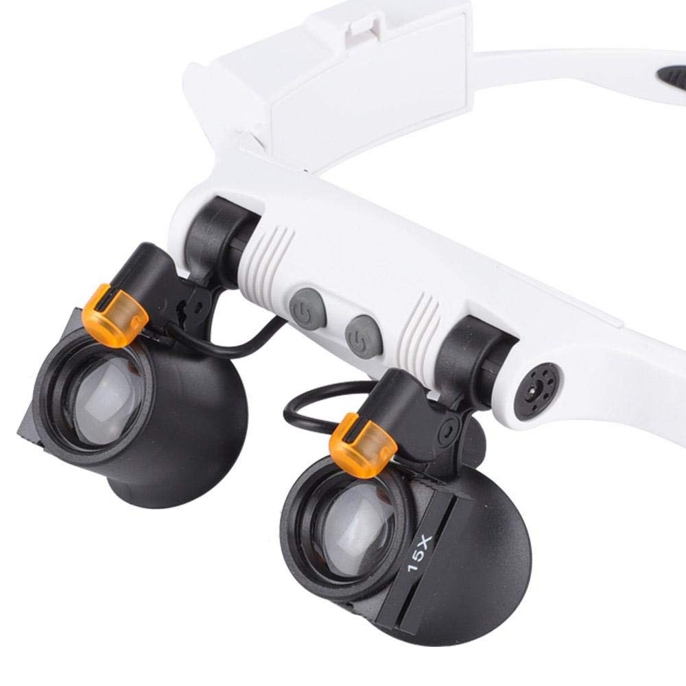 21 Combination Lighted Headband Magnifier Illuminated Magnifying Double Eyes ...