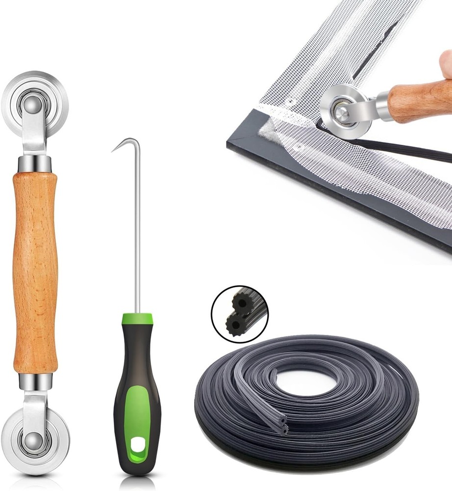 Screen Repair Kit/Tool, Screen Roller Tool, Steel Roller with Bear, 32 ft Spl...