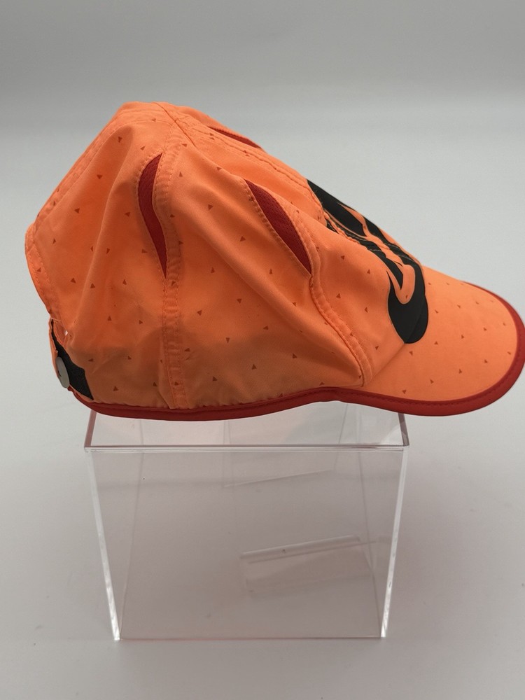 Nike Featherlight RUN Dri-Fit Hat Orange Triangle Pattern Adjustable Running Cap