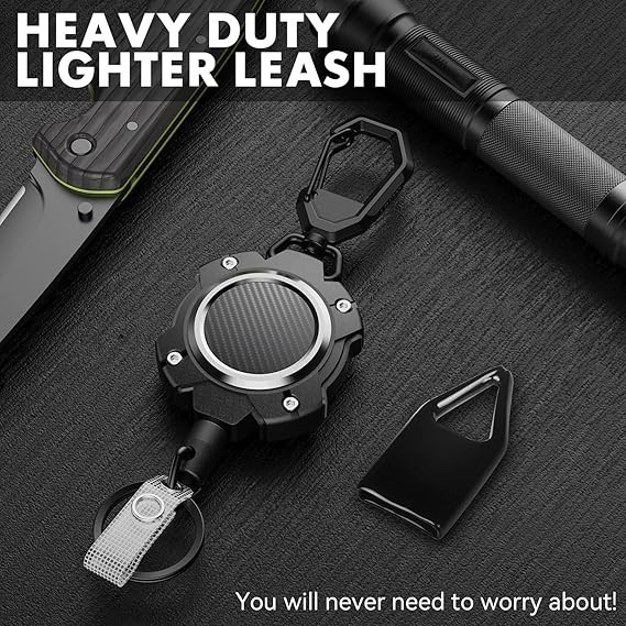 "Lighter Leash 10000+ Rebound Retractable Keychain Heavy Duty Key Chain Lighte..