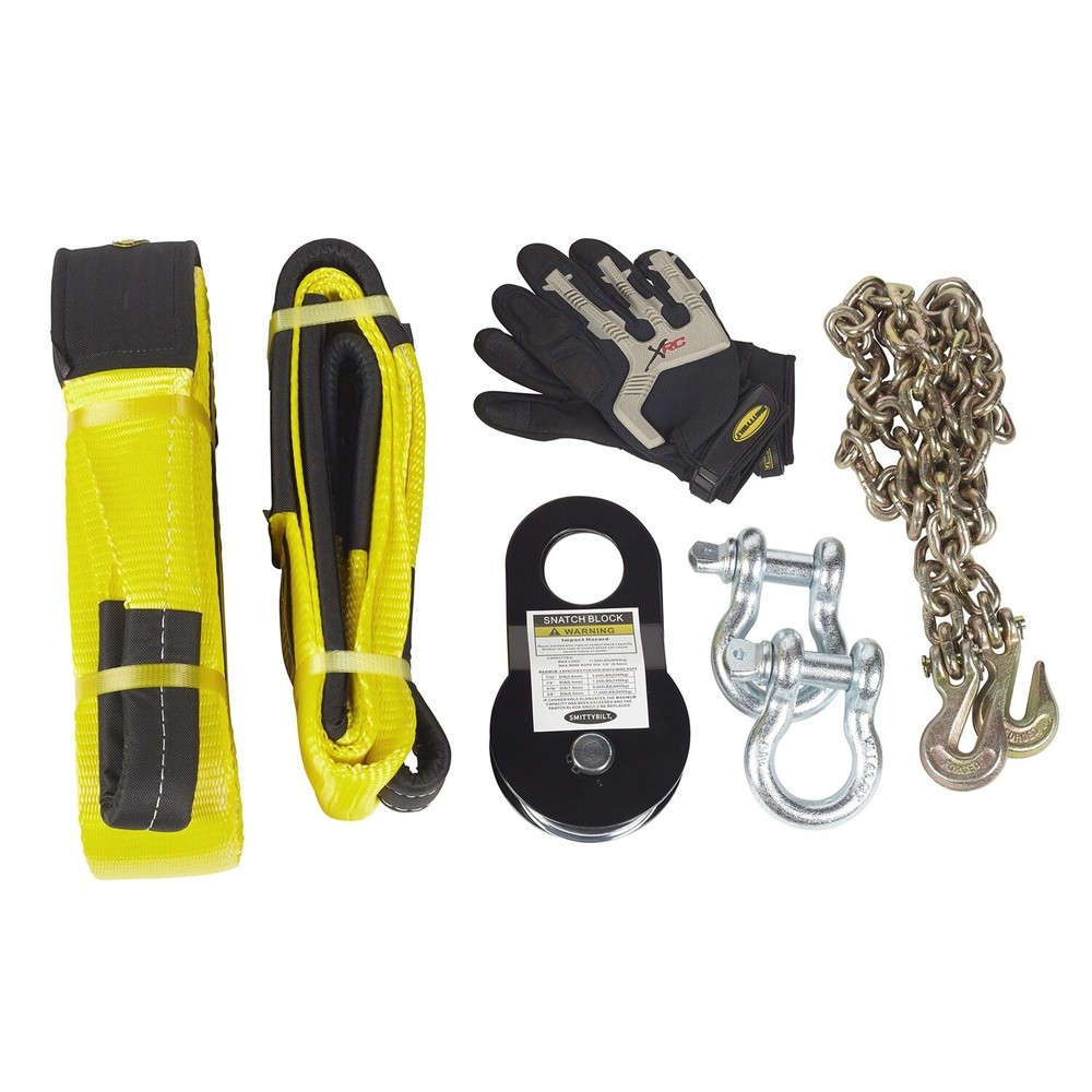 Smittybilt 2725 Winch Accessory Kit 30' Strap Snatch Block D-Rings
