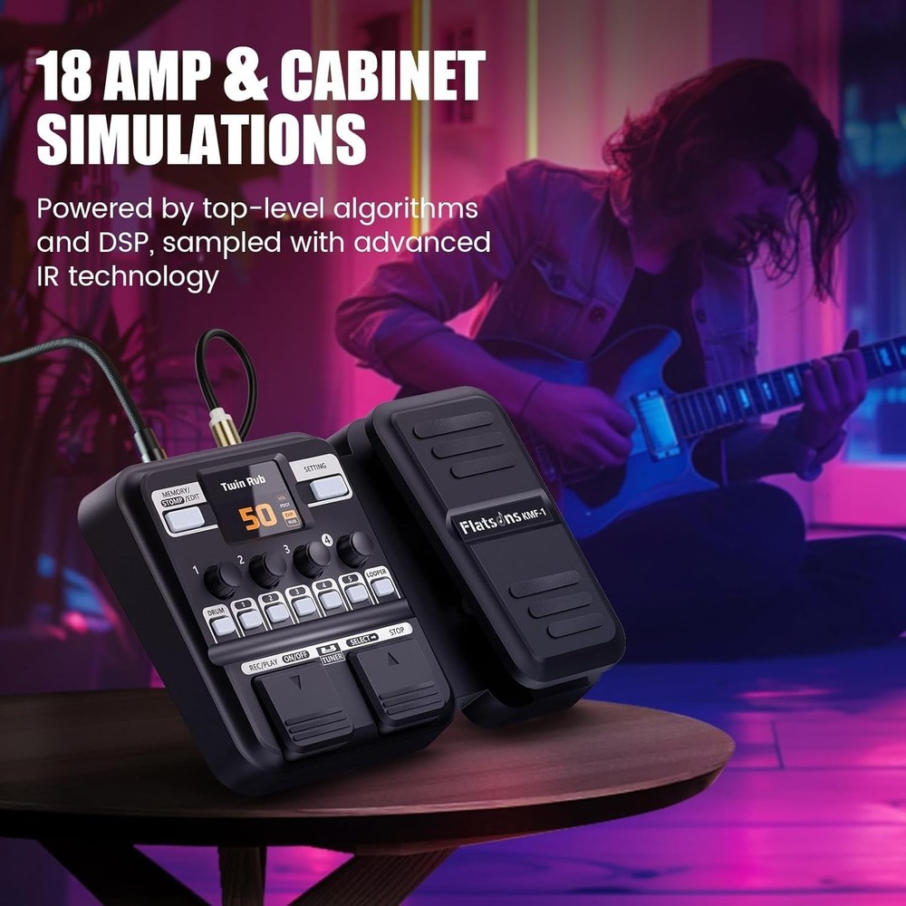 Dynamic 77 Effect Guitar Pedal with Expression Wah & User-Friendly Design, Black