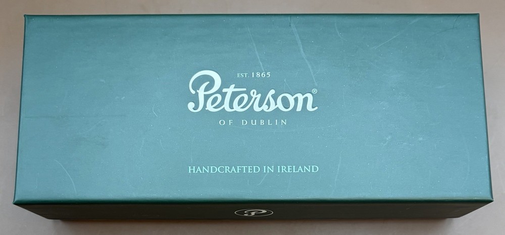 NOS Peterson Junior Rusticated Nickel Mounted Rhodesian Fishtail Pipe Unsmoked