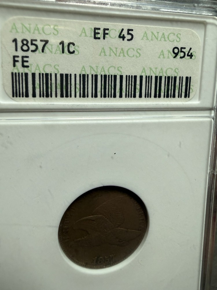 1857 Flying Eagle Cent 1C ANACS EF45 Extra Fine Soap Box Excellent FE