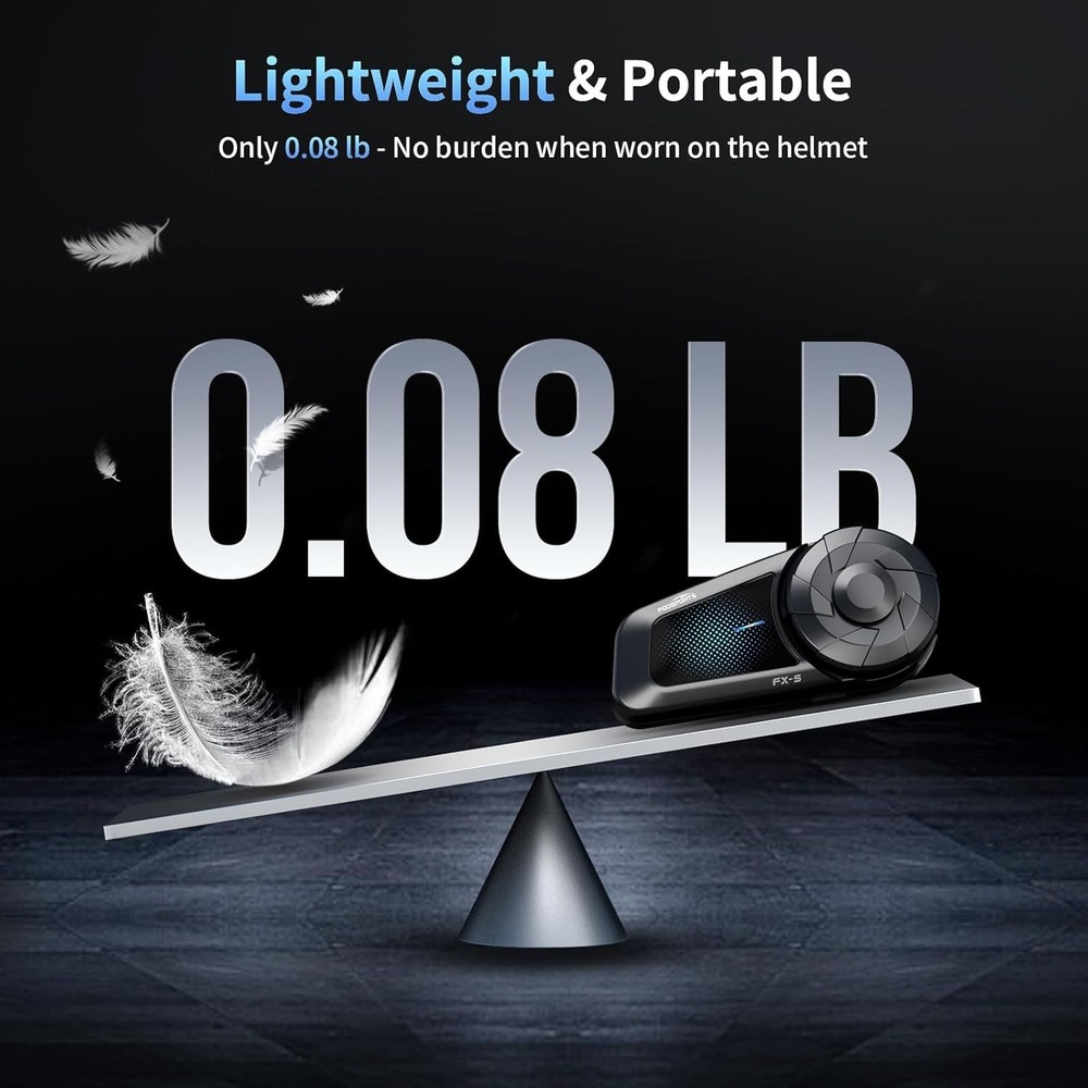 FX-S Bluetooth V5.4 Communication System - 20 Hours Battery & Dual Phone Support