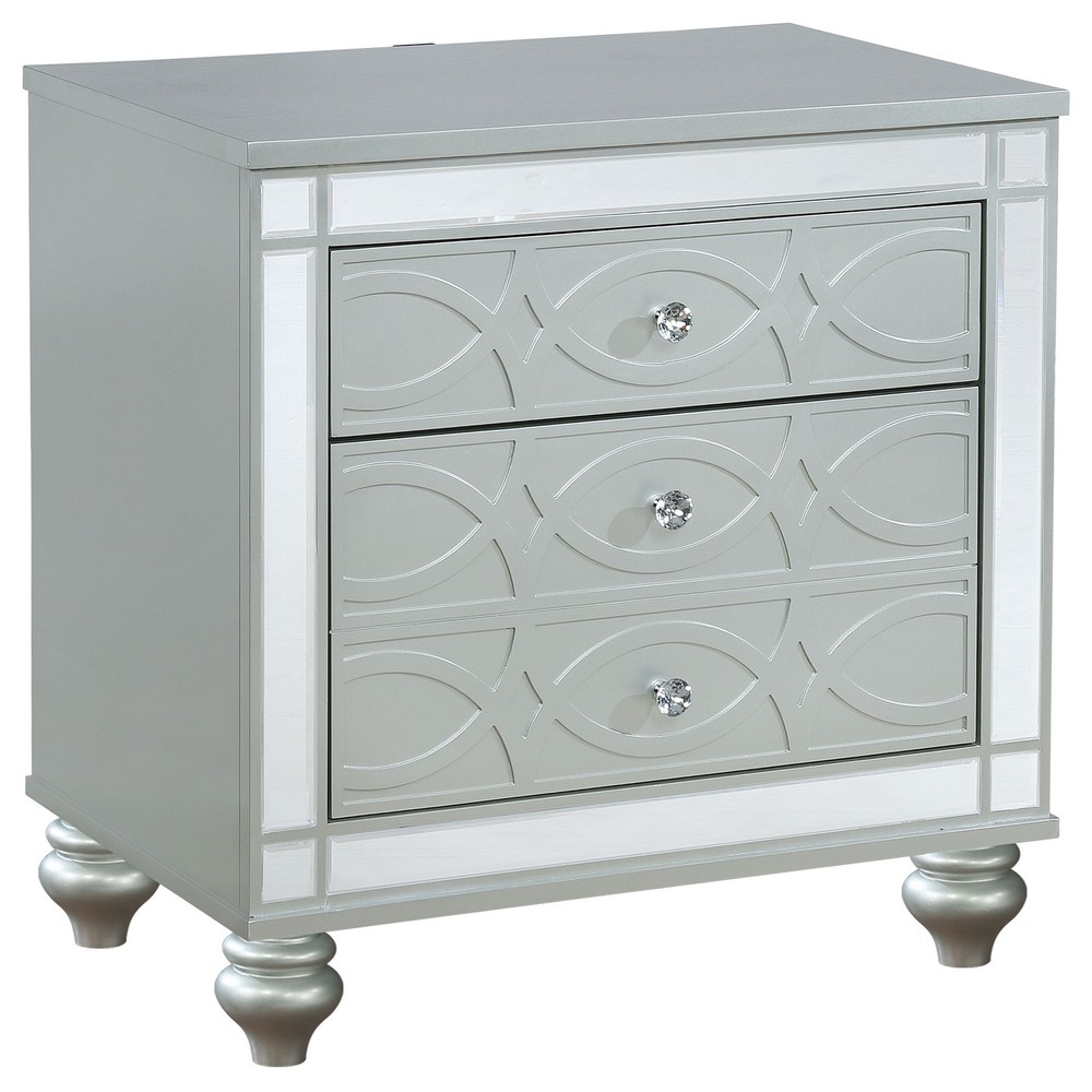 Silver Metallic 2-drawer Nightstand