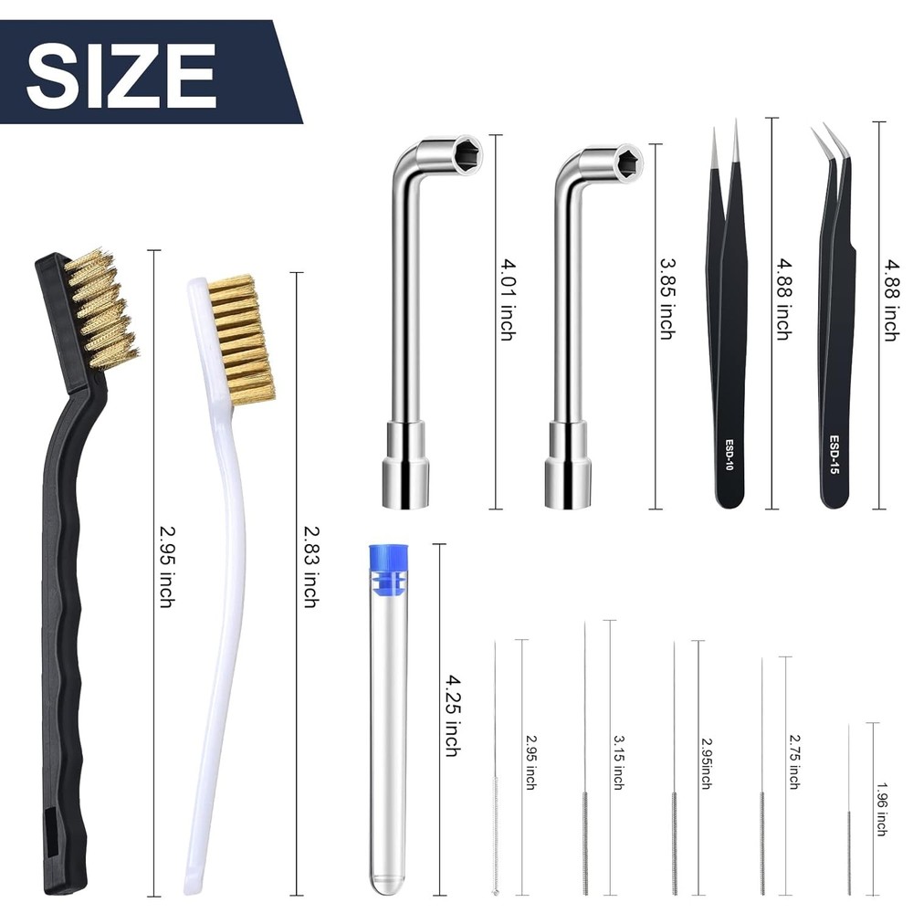 3D Printer Nozzle Cleaning Kit 26pcs Tool Set Needles Brushes Case