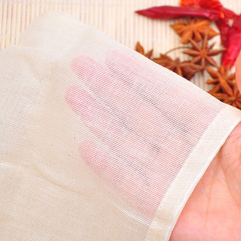 10pcs Cotton Empty Filter Muslin Drawstring Straining Tea Cook Separating Spice