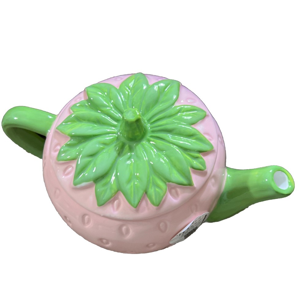 NEW Lang Pink Strawberry Teapot Hand Painted