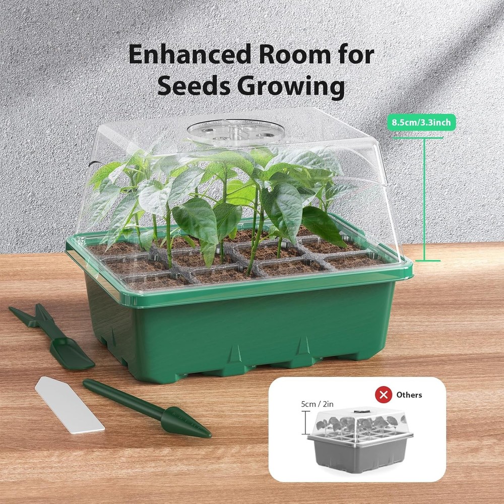 10PCS Seed Starter Kit Seedling Starter Trays with Heightened Lids Seed Staring