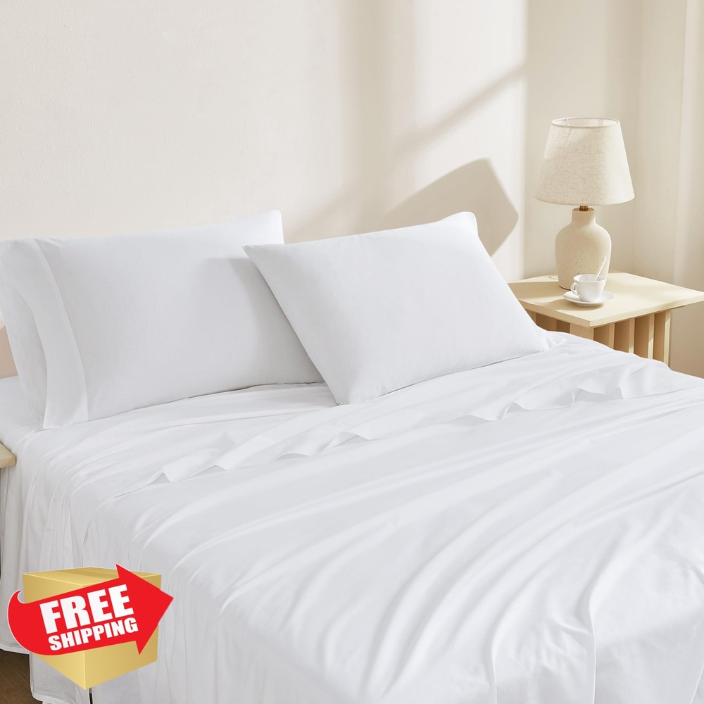 Linen Closet Organic Cotton Twin Sheets Arctic White