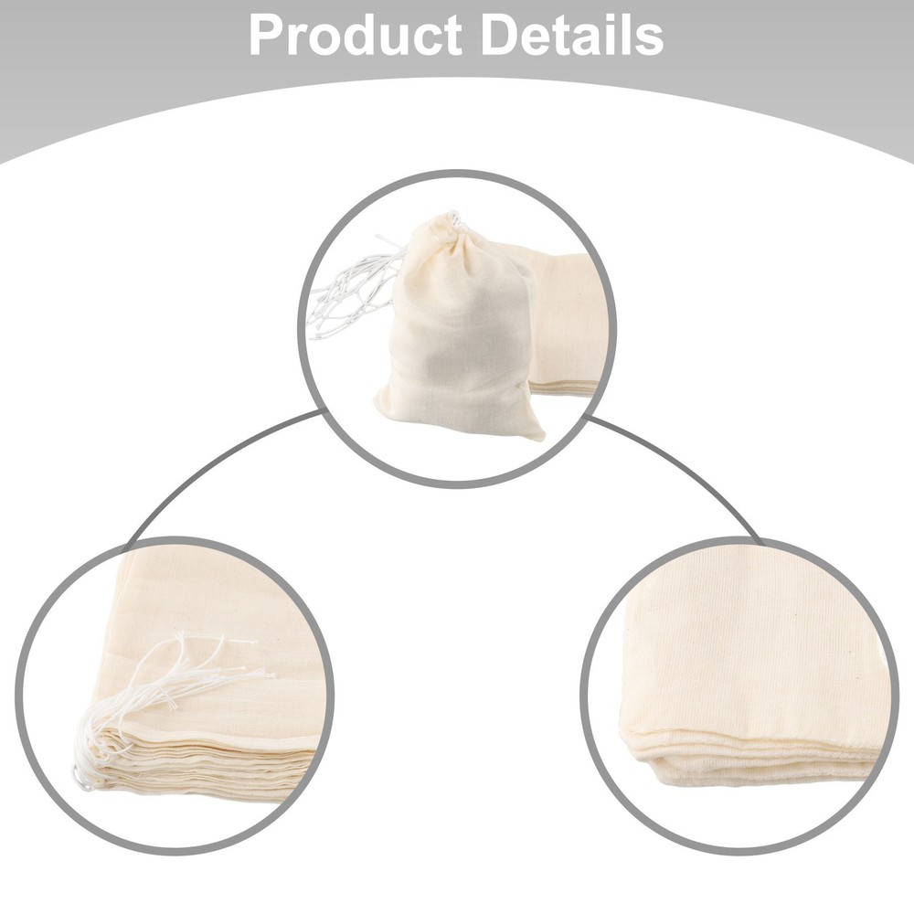 10pcs Cotton Empty Filter Muslin Drawstring Straining Tea Cook Separating Spice