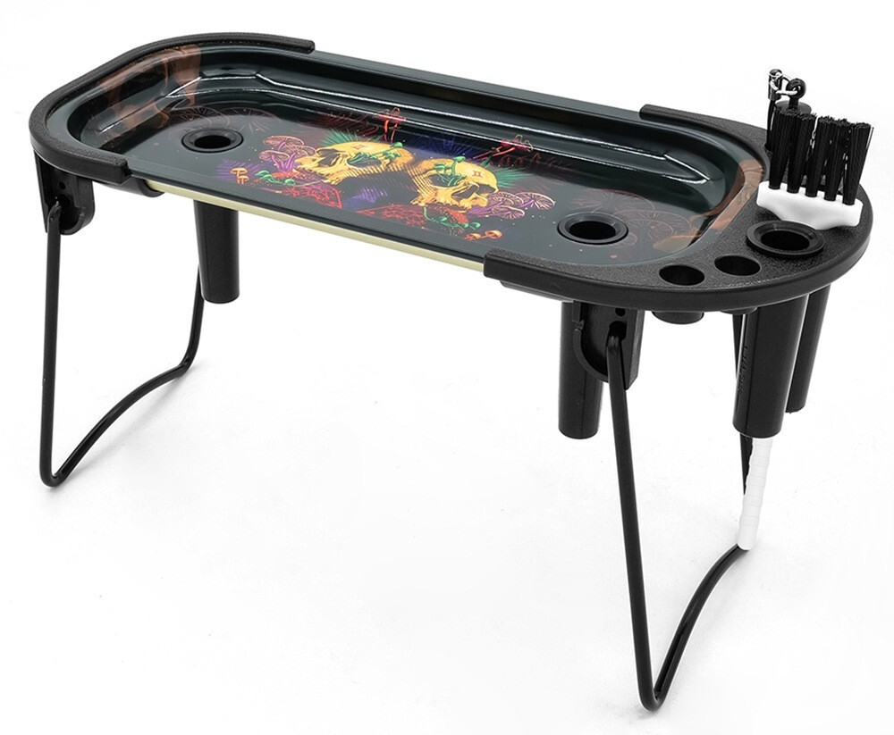 Tinplate Rolling Tray Cone Loader Set, Metal Foldable Stand Rolling Tray Console
